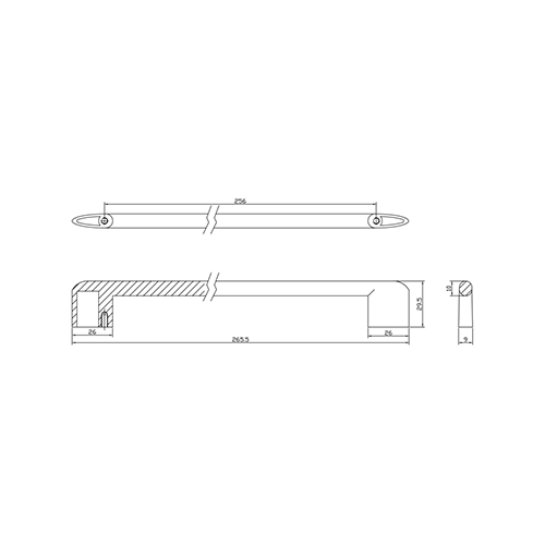 Ручка-скоба мебельная Trodos "8653" 256 сплав ЦАМ, хром матовый