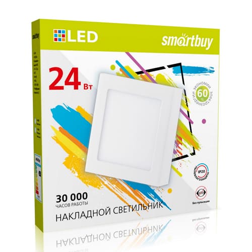 Накладной (LED) светильник Square SDL Smartbuy-24w/6500K/IP40 (SBL-SqSDL-24-65K)/20