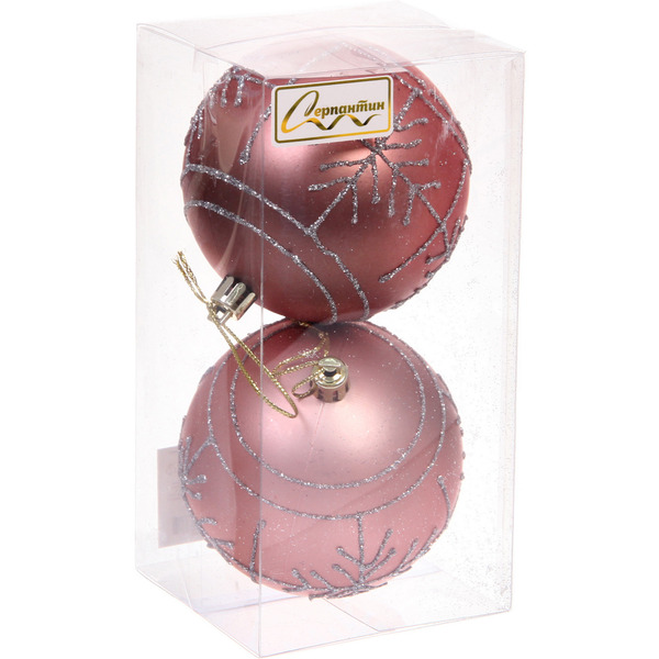 Новогодние шары "Сияние" 8 см (набор 2 шт), Розовое золото