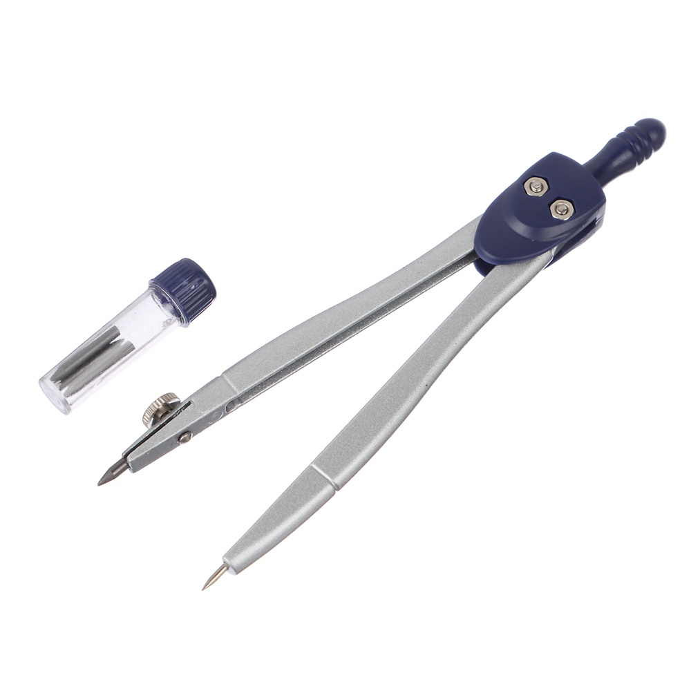 Набор чертежный "Готовальня", 2 предмета (циркуль металлический, пенал для грифелей), в пласт.пенале