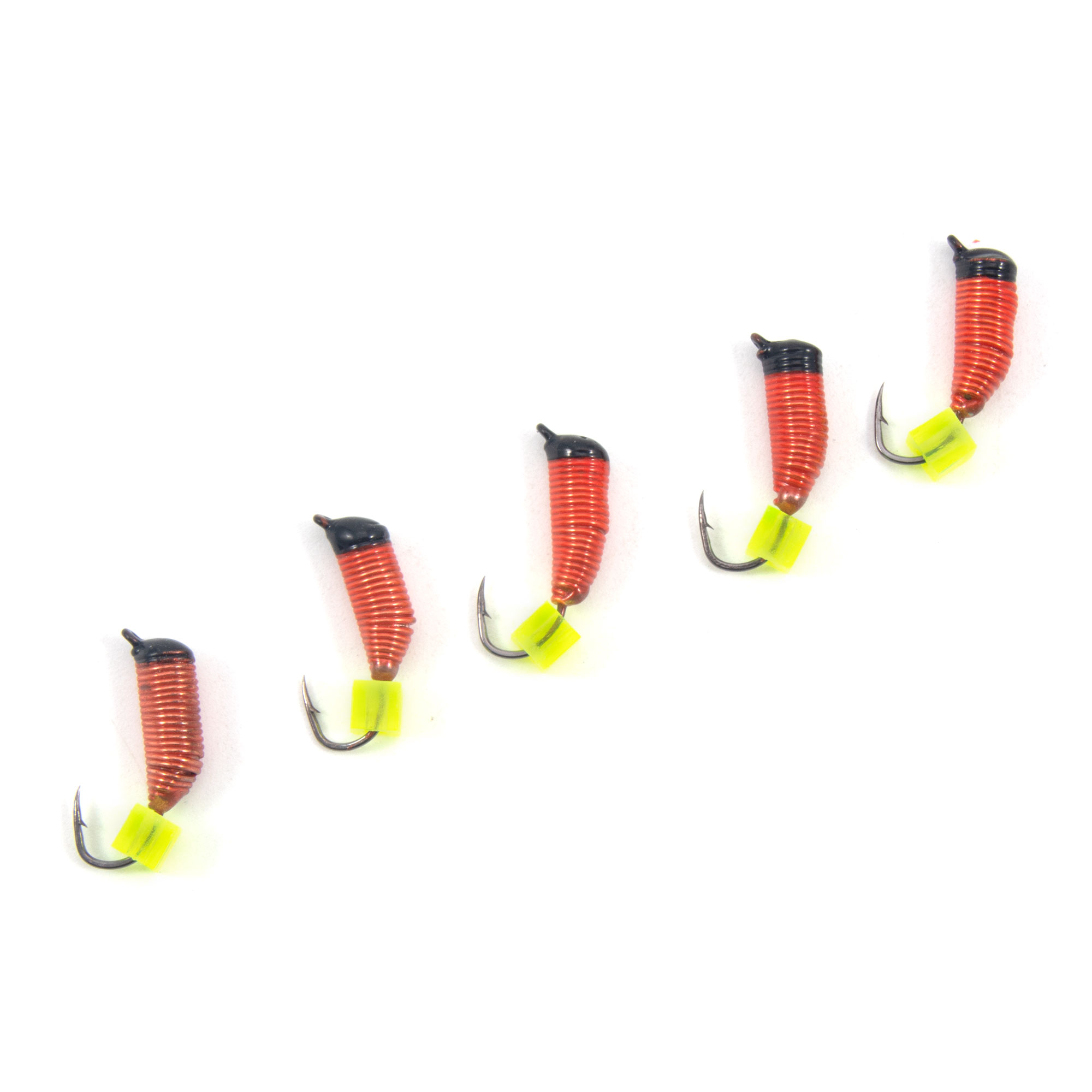 Мормышка вольф. безнасадочная "ЯМАН" Ручейник №7, d-2.5 мм, L-9.5 мм, вес 0,90 гр., фц. желтый кубик