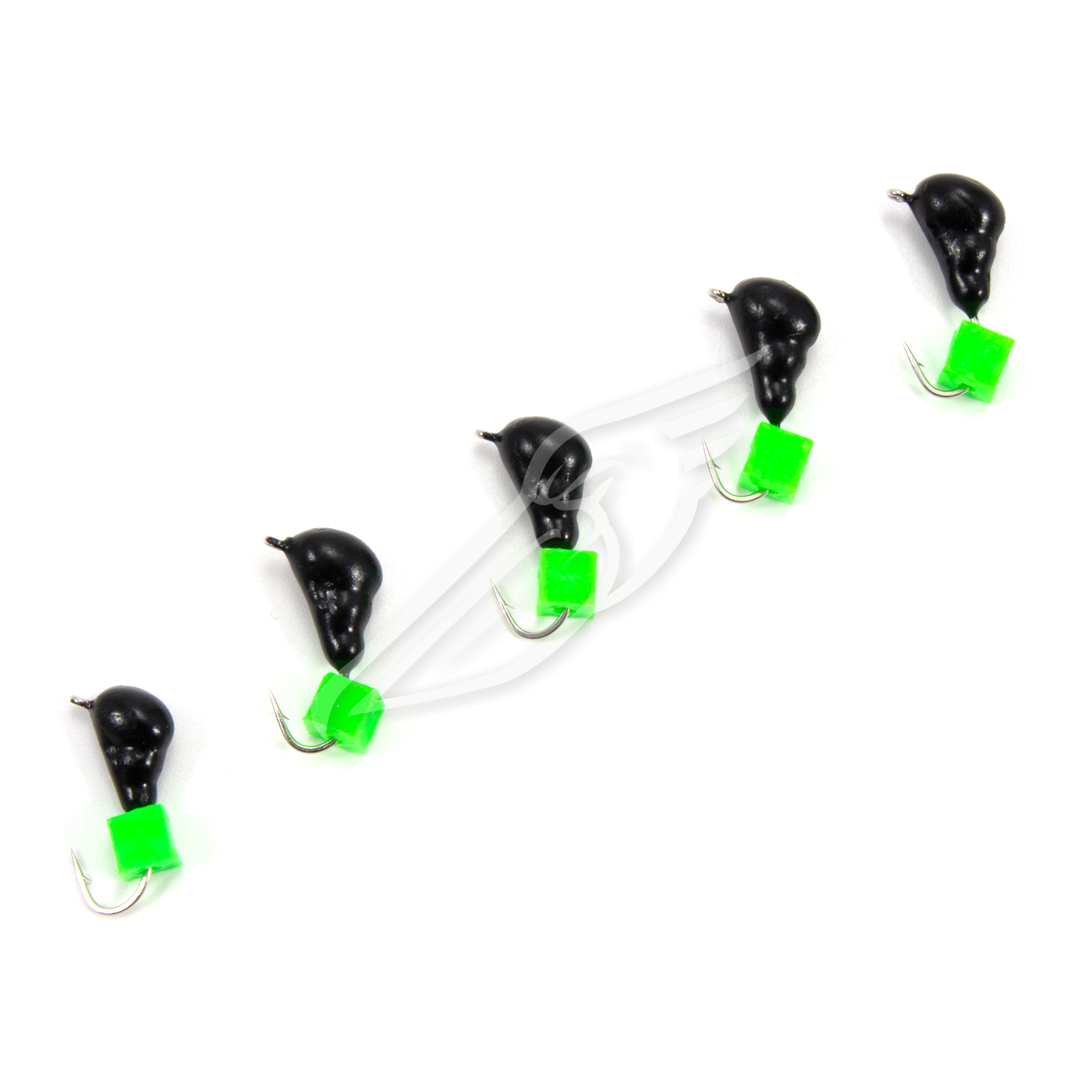 Мормышка безнасад. ЯМАН "Муравей с ушком", вес 0,6 г, ядреный кубик зелёный (уп. 5 шт.)