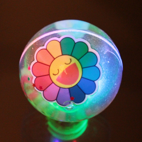 Мяч 6,5 см "Радужный цветочек" (попрыгун с водой и подсветкой) СТИКЕР НА ВЛОЖЕНИЕ