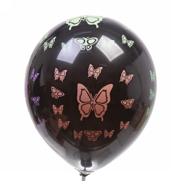 Воздушные шары  5 шт, 12"/25см "Бабочки" , микс