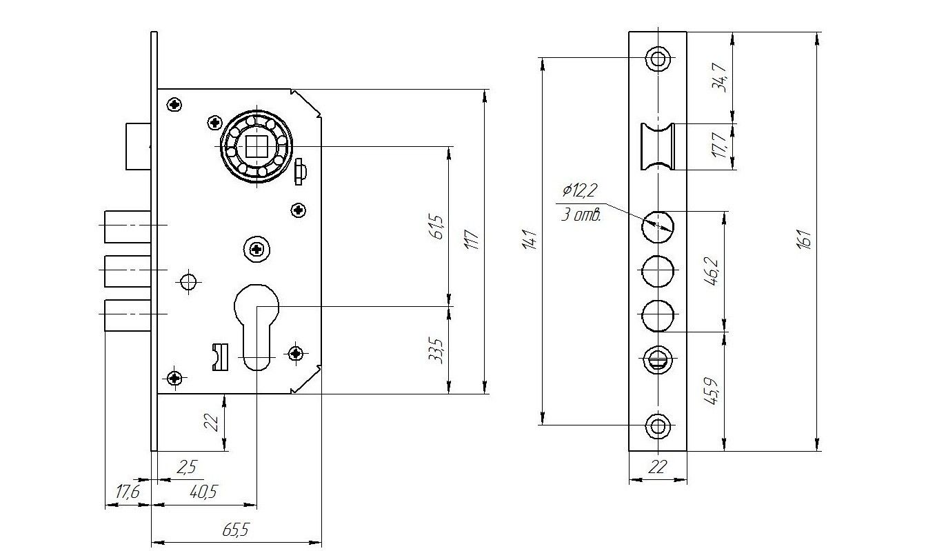 Д-град Зенит ЗВ7-60 без ручек, без ц/механизма Корпус замка (20) 