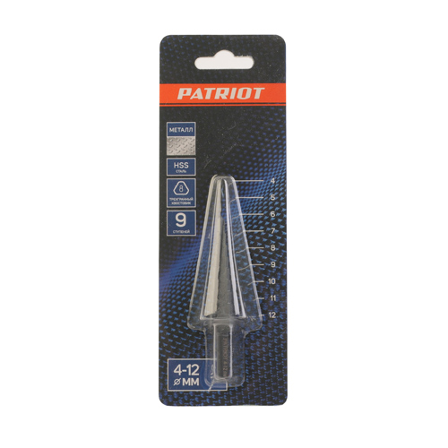 Сверло PATRIOT по металлу ступенчатое 4-12 мм, HSS