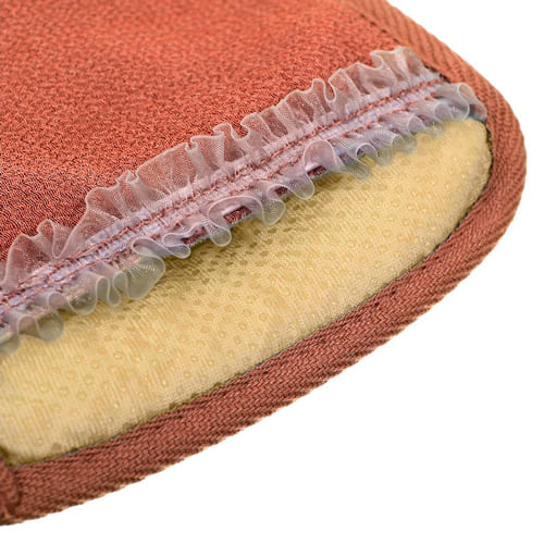 Мочалка рукавица Банные штучки "Королевский пилинг" 14.5х25 см, с  декором-тесьма, medium, 3 цвета в ассортименте