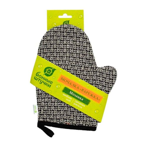 Мочалка варежка, "Мозаика", 18х22 см, medium/soft, для бани и сауны "Банные штучки"