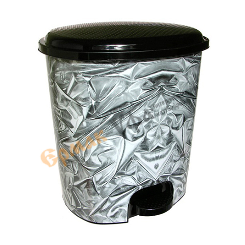 Ведро для мусора 12л с педалью "Серебро" черное (1/8)