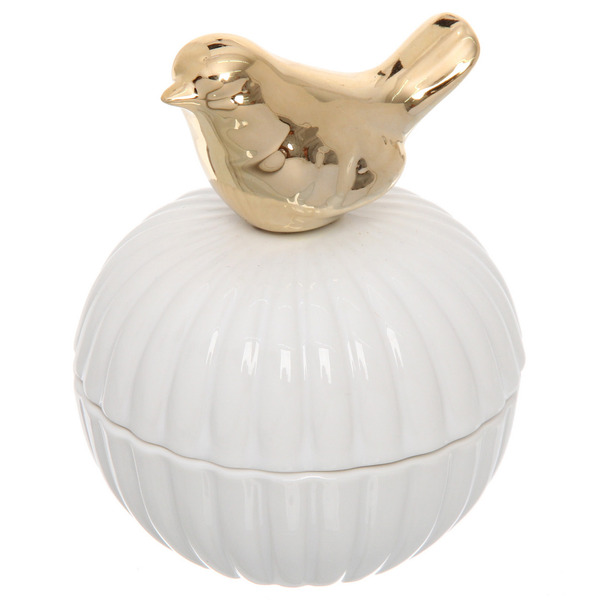 Шкатулка керамическая "GOLD Podarok", птичка, цвет белый, 9,8*7,5*3см (в инд. коробке)
