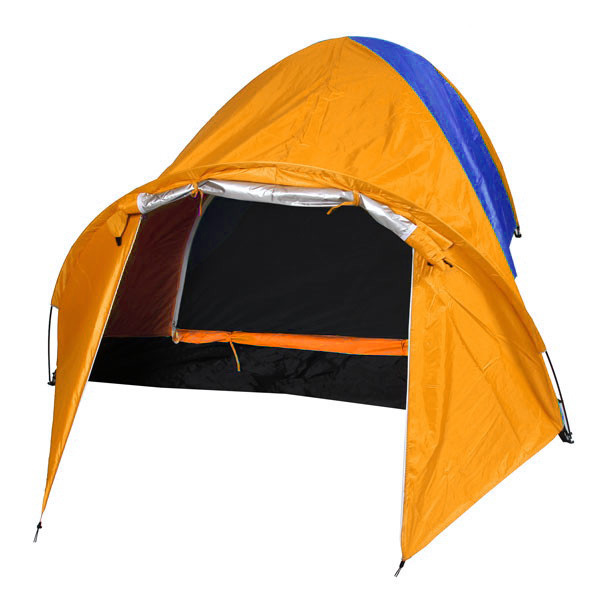 Палатка туристическая Кама-4 двухслойная, (240+80)*210*130 см, цвет оранжево-синий