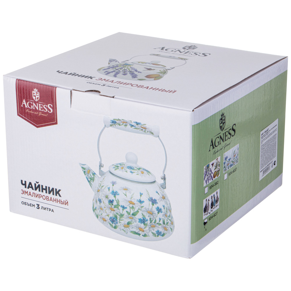 ЧАЙНИК AGNESS ЭМАЛИРОВАННЫЙ СЕРИЯ, FAMILY FARM,  3 Л