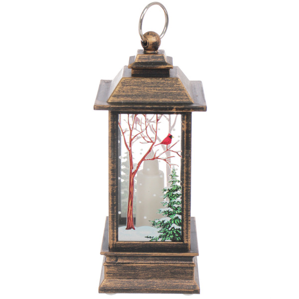 Сувенир с подсветкой "Снеговик в лесу" 12*5,5  см, бронза (3хAG13)