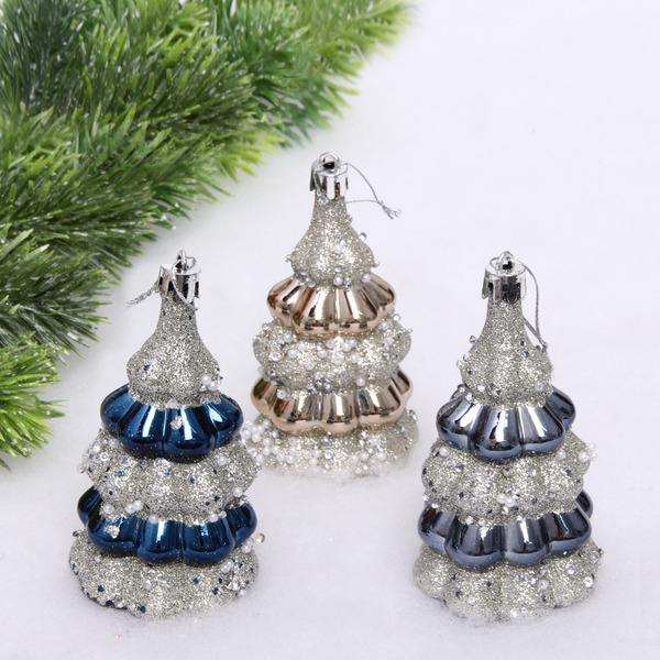 Набор украшений SHINE "Magic tree" 6х10 см (3 шт.), night blue/champagne silver/grey