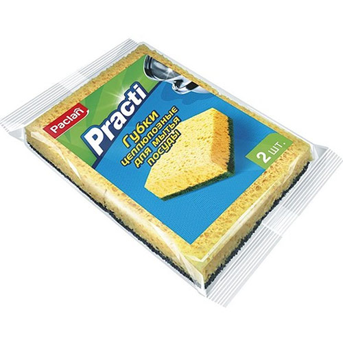 Губка для посуды целлюлозная 2шт PACLAN (1/32)