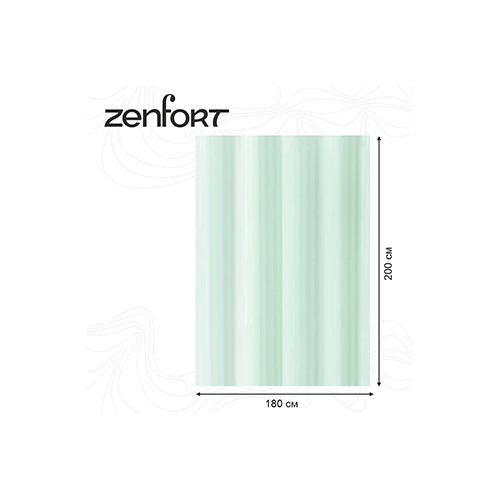 Штора для ванной Zenfort "Жаккард" полиэстер 180х200 см, 12 колец, с утяжелителем, зеленый