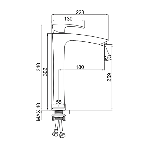 Смеситель для умывальника высокий с каскадным изливом с гайкой Ledeme K11114Y-7 золотой сатин