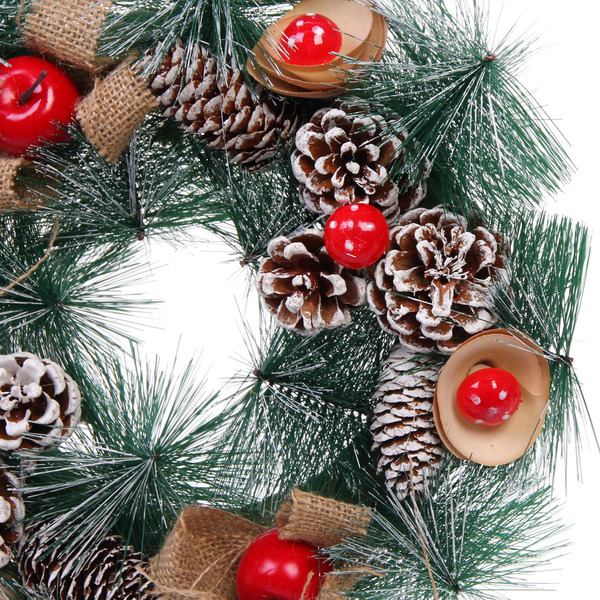 Венок декоративный "Чудо" d-30 см Леска, шишки и ягоды