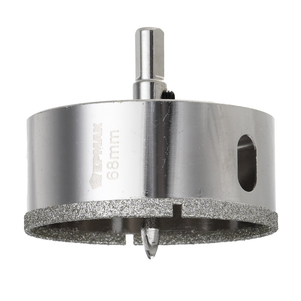 ЕРМАК Коронка алмазная с центрирующим сверлом d 68 мм по керамике и стеклу, Р45, трехгр хвостовик