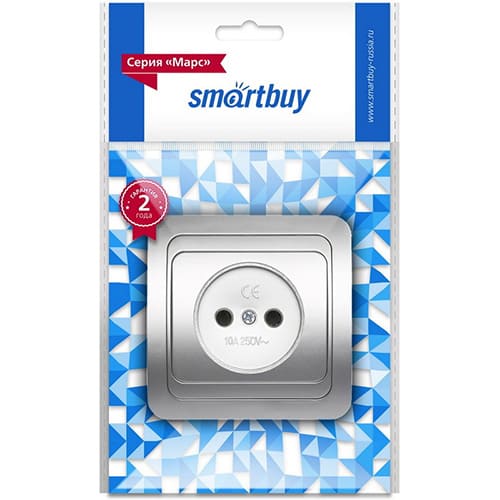 Розетка 1-местная без заземления 10А серебро "Марс" (SBE-02s-10-S1-N-c)