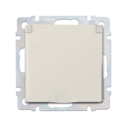 Розетка с заземлением и крышкой 16А, бежевая "Нептун" (SBE-05i-16-S1-ZK)