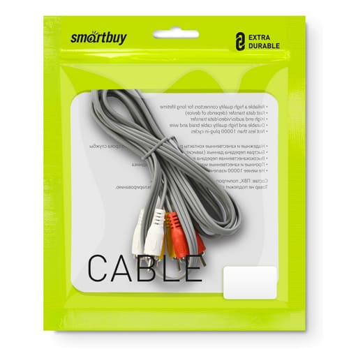 Кабель соединительный Smartbuy 3xRCA (M) - 3xRCA (M), 5,0 м, в пакете (KA-235-100)/20
