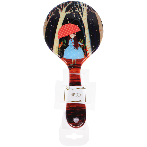 Расческа массажная круглая "ЭФФЛОДИ", микс 4 дизайна, 22*10см (PVC подвес)