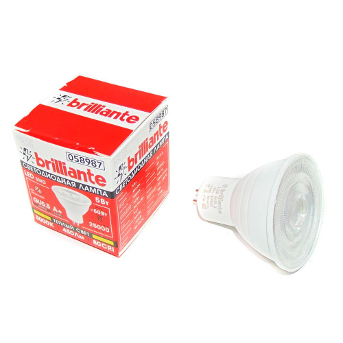 Лампочка светодиодная GU5.3 5Вт 3000К Brilliante теплый (10/)