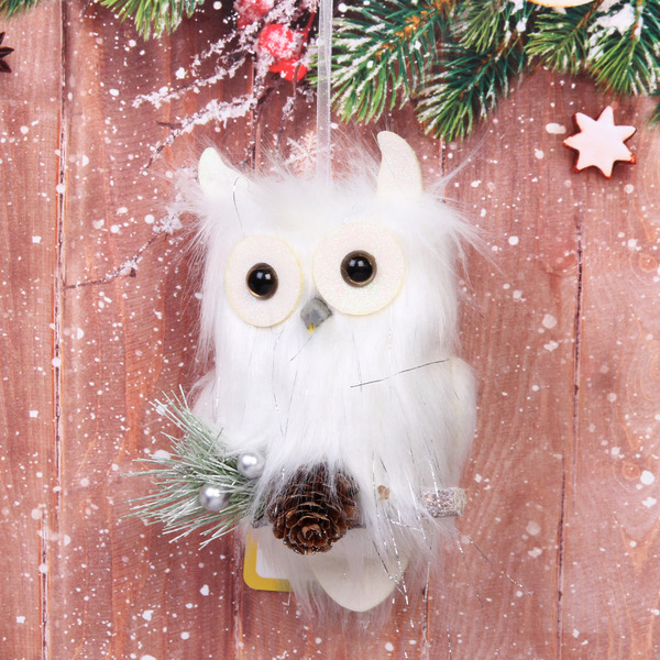 Подвеска "Мудрая совушка" 18*10 см, белый