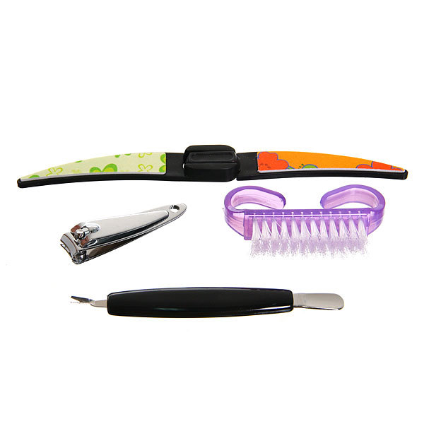 Маникюрный набор на блистере, 4 предмета "Ultramarine" (пилка полировка, кусачки, триммер и щетка)