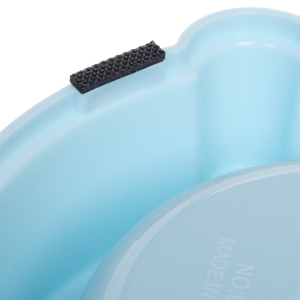 Миска пластиковая с металлической чашкой "Колор-Лягушка" 20*5см цвет нежно-голубой/250мл