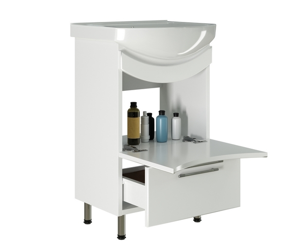 Тумба д/ванной "РАДУГА-52" (ОТДЕЛЬНО ПРИОБРЕТАЕТСЯ РАКОВИНА) белая под раковину Альфана-52 (ОК) (раковина в комплект не входит)