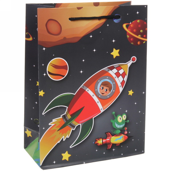 Пакет подарочный "Космос" 18*24*8,5 см