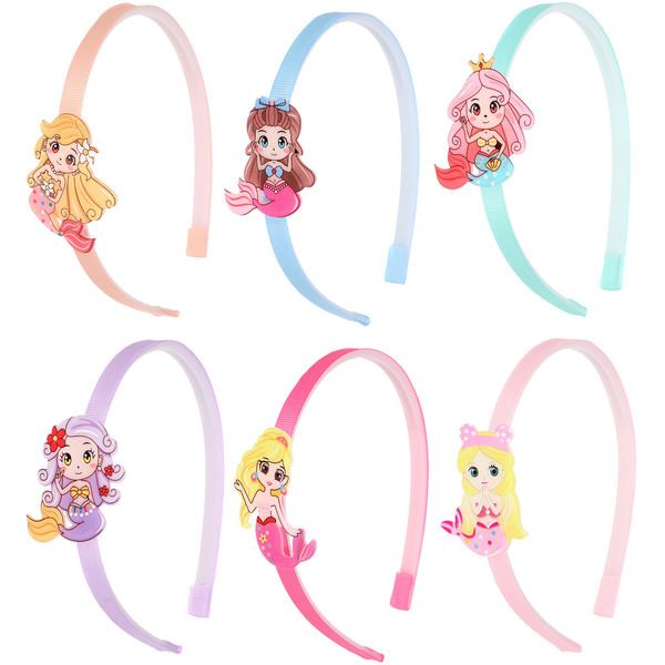 Ободок для волос детский на блистере "РОЗОВОЕ ОБЛАКО", русалочка, микс 6 цветов, 1см