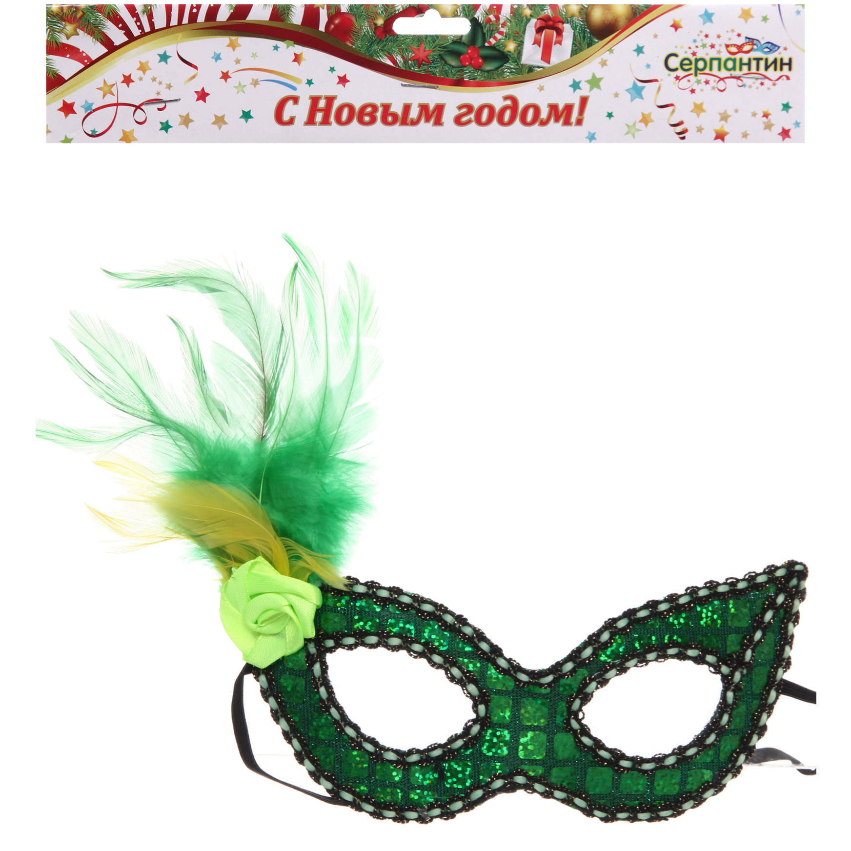Маска карнавальная "Загадка", микс (зеленый/золото)