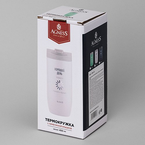 ТЕРМОКРУЖКА AGNESS, ХОРОШИЙ ДЕНЬ, 450МЛ