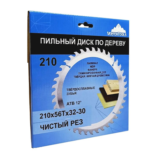 Диск пильный  по дереву, 210х56Тх32-30 vertextools 210-56-32