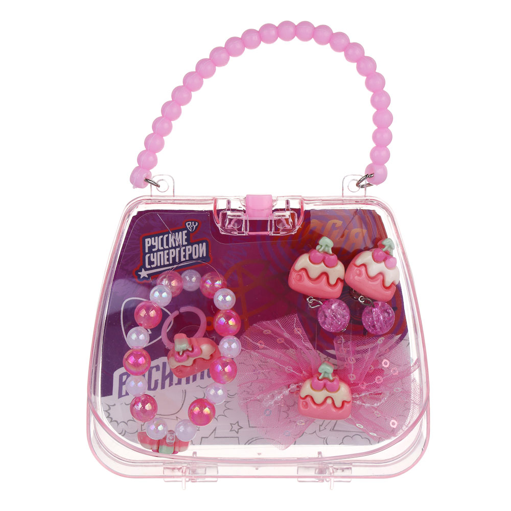 BY Русские супергерои Набор детской бижутерии: браслет, кольцо, клипсы, заколка, 3 дизайна