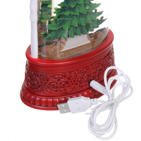 Сувенир с подсветкой "Волшебная красавица" 12*8*24,5 см (работает от 3*ААА и USB+музыка, подсветка, эффект снегопада)