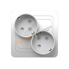 Розетка PowerMan Classic 2128DХ СП 2местн с/з с защ.реш.белая 16А 250В /10/200