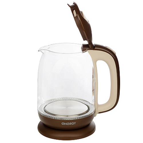 Чайник ENERGY E-281, 1.7л, стекло, пластик, коричневый
