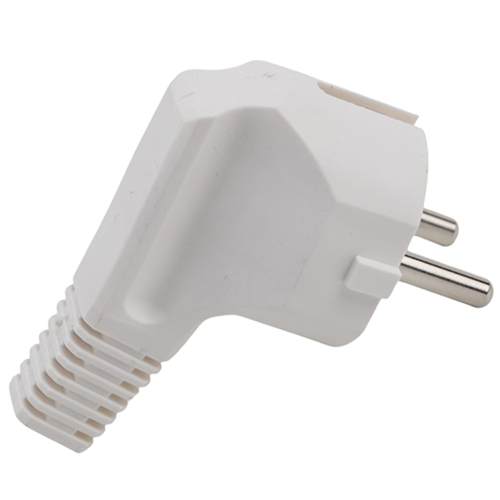 Вилка угловая каучуковая Евро, 22ОВ, 16А, белая