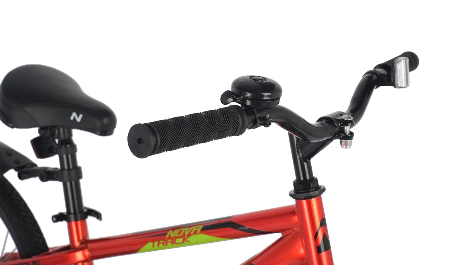 Велосипед NOVATRACK 20", JUSTER,  красный, тормоз ножной, защита  А-тип, пластиковые крылья