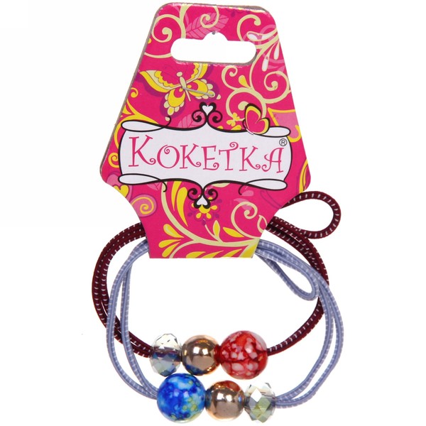 Резинки для волос 2шт "Кокетка - Your Style Малахит", цвет бусин микс, d-5,5см