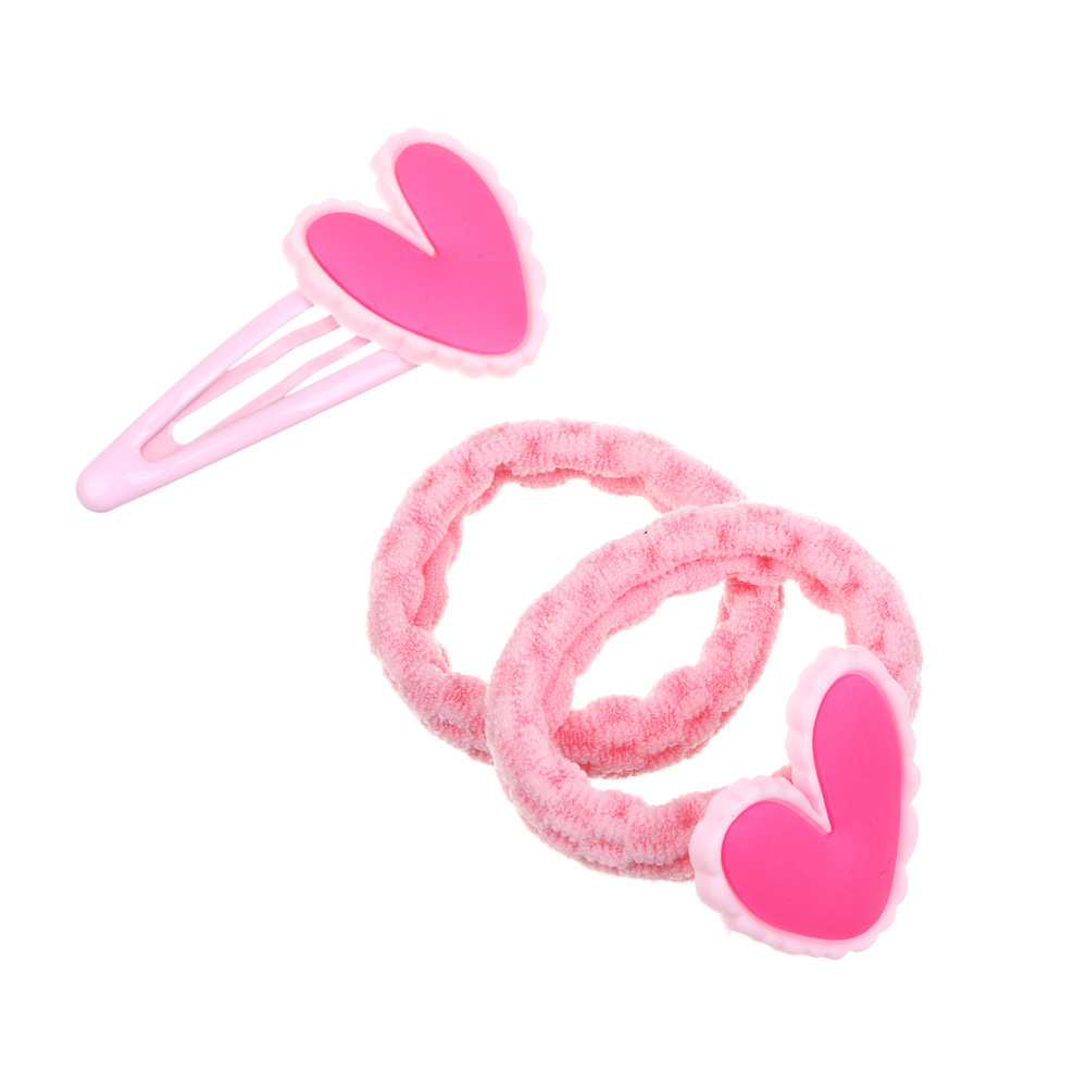 ЮНИLOOK Набор детских резинок для волос 2 шт и заколка 1 шт, d4см, 5см, металл, ПЭ, ТПР, 6 дизайнов