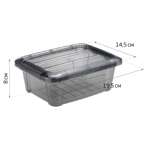 Ящик для хранения 1.2 л IDEA КИП М 2332, с замками, черный прозрачный