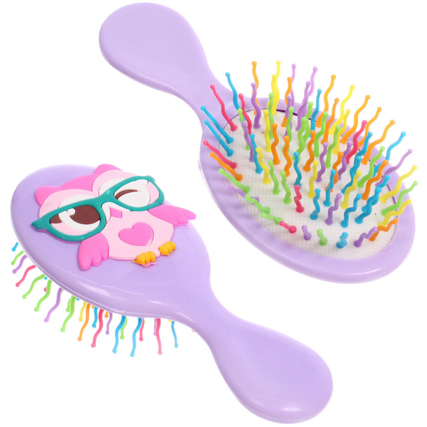 Расческа массажная детская "МИЛА", сова, цвет фиолетовый, 14*5,5см (блистер)