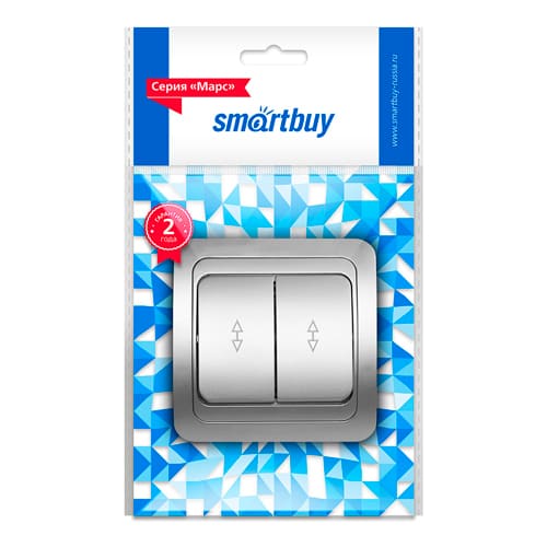 Выключатель проходной 2-клавишный 10А серебро "Марс" (SBE-02s-10-SW22-0)