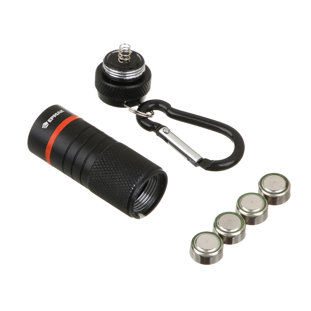 ЕРМАК Фонарик на карабине, 1 LED, 4хLR44, 5,5x2см