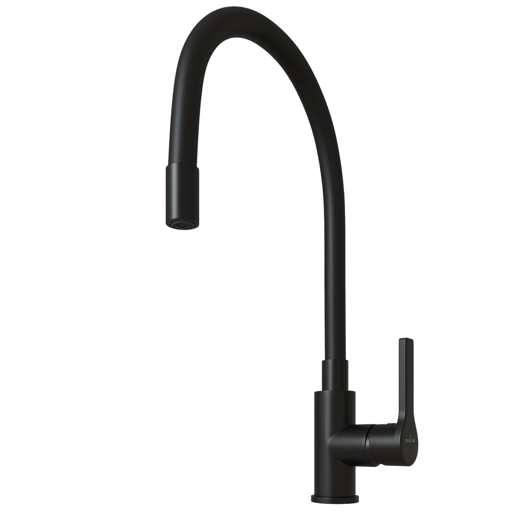 Смеситель для кухни 35k MIXLINE ML23-097 "Round Black" гибкий излив боковая ручка